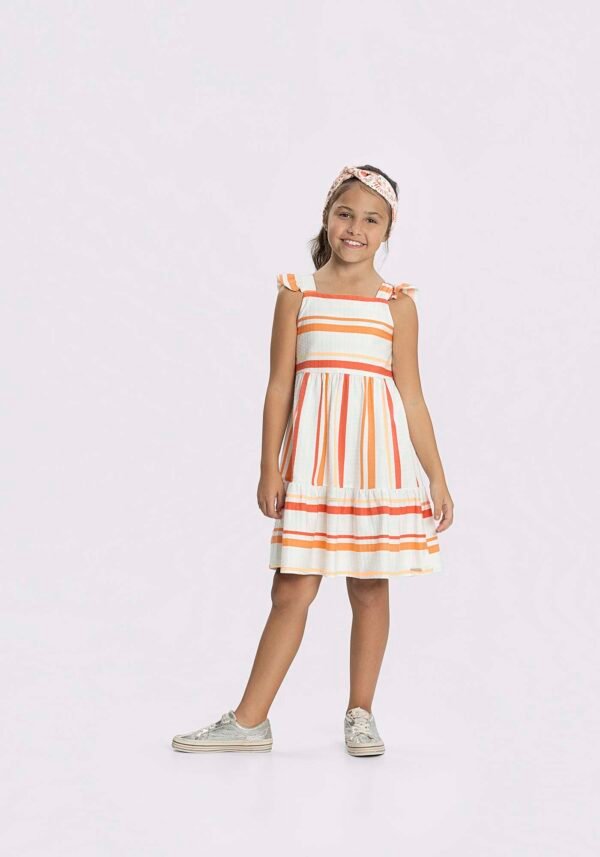 VESTIDO MALHA NIKKO STRIPE LARANJA TAM 6 ALAKAZOO