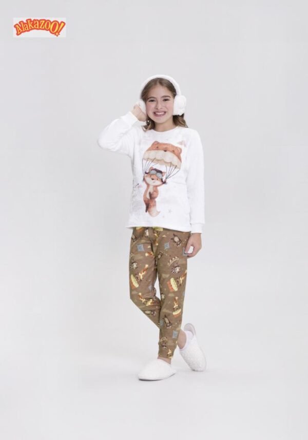 PIJAMA MALHA PELO/MICROSOFT VOAR MARROM ALAKAZOO
