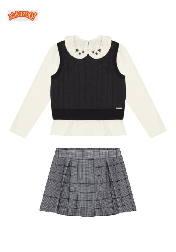 CONJUNTO M.MALHA/MATELASSE/PIE CHIC PRETO ALAKAZOO - Image 2