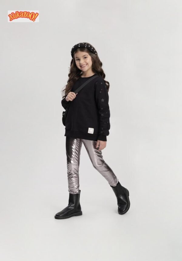 CONJUNTO MOLETOM FE/MALHA FOIL  PRETO ALAKAZOO