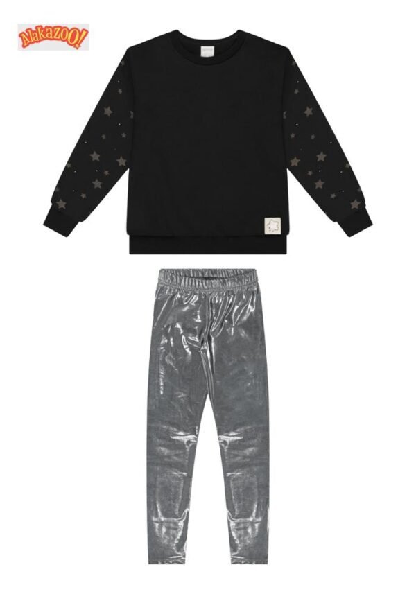 CONJUNTO MOLETOM FE/MALHA FOIL  PRETO ALAKAZOO - Image 2