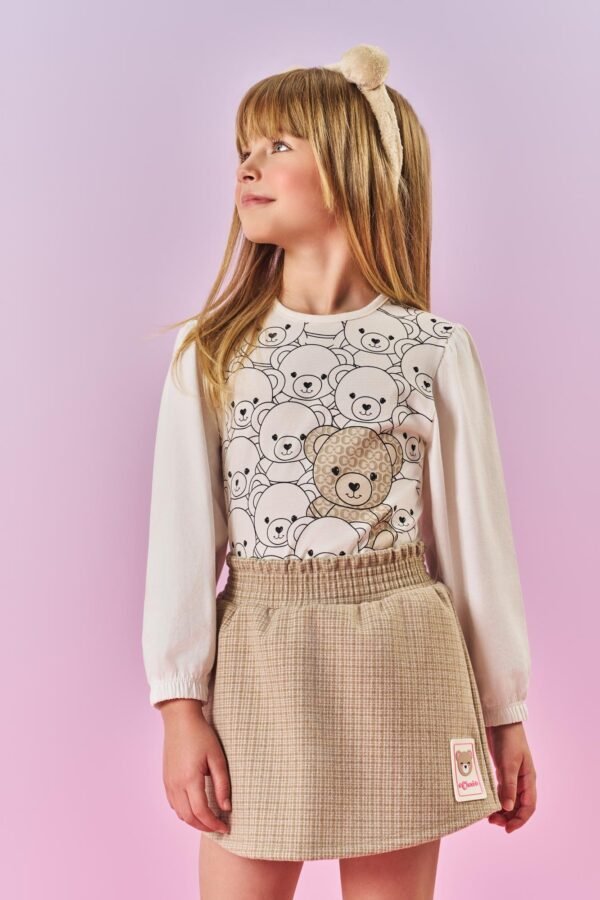 CONJ BLUSA ML E SHORTS/SAIA NATURAL/BG CROISSANT CINTI