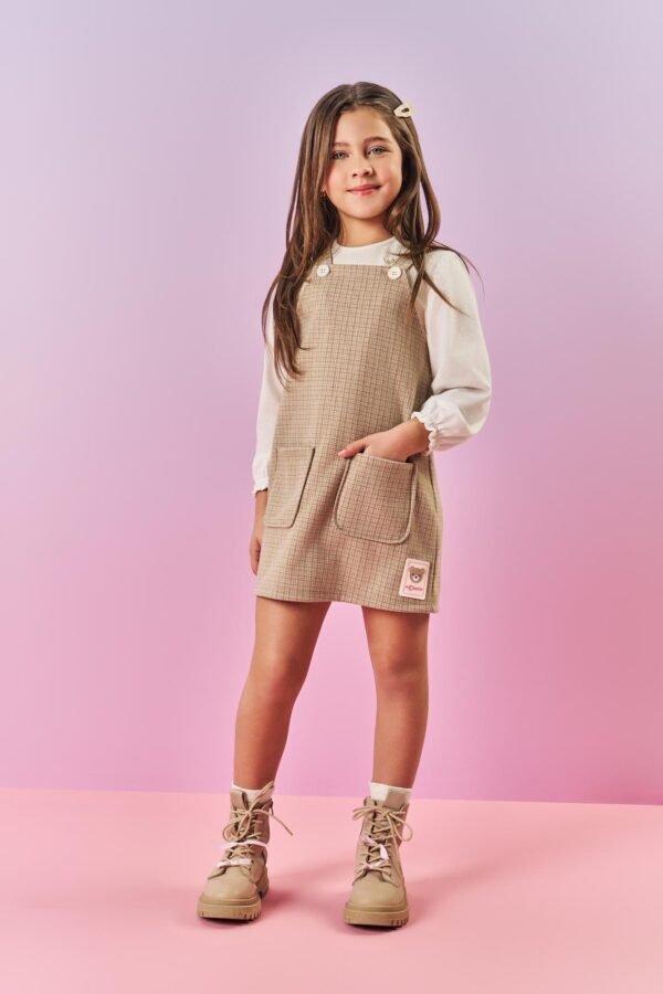 CONJ BLUSA ML E SALOPETE NATURAL/BG CROISSANT CINTI